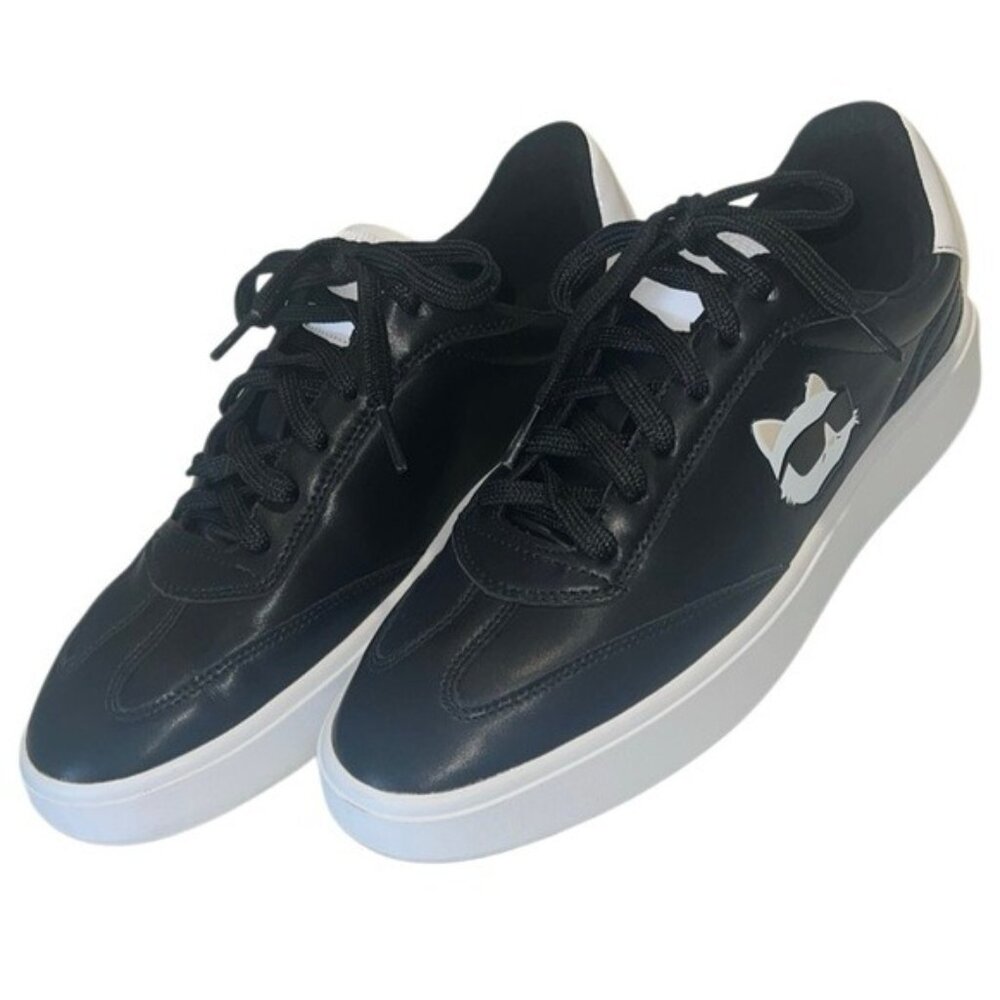 Karl Lagerfeld Paris Sumava Black Leather Lace Up Sneakers Size 10